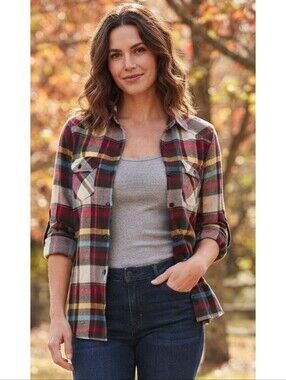 Matchstick Long Sleeve Plaid Flannel Multicolor Size M